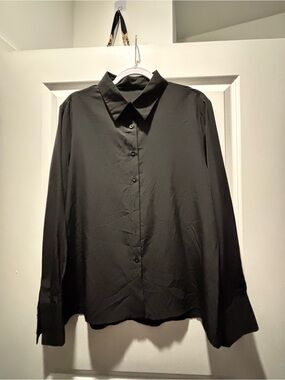 Black Long-Sleeve Button-Up Shirt